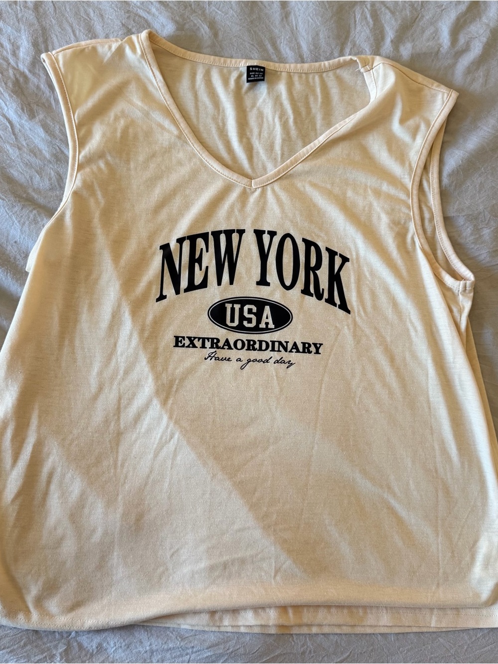 SHEIN New York USA Graphic V-Neck Tank Top